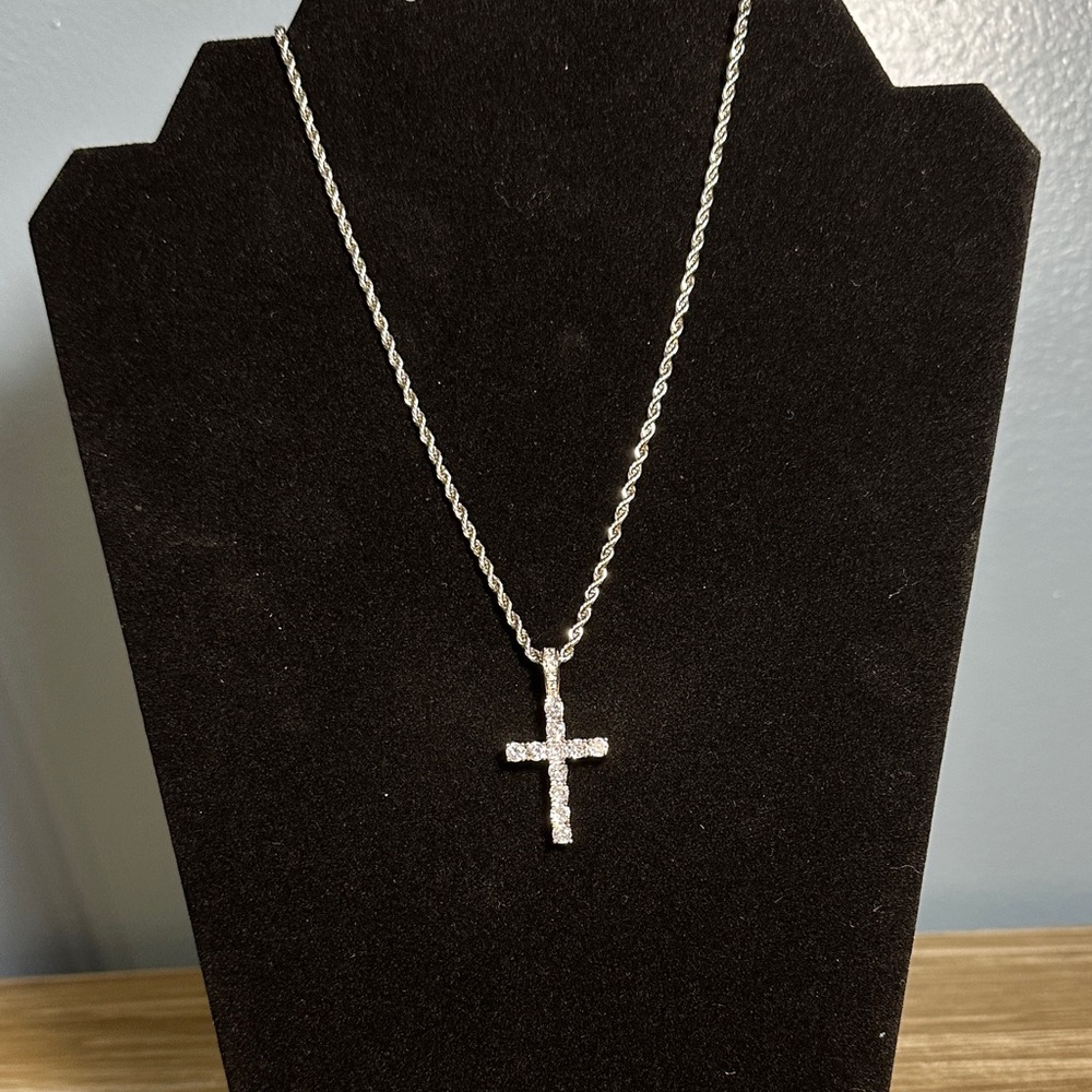 Graduation GIFT! 
Stainless Steel Cross with Cubic Zirconia Pendant Necklace